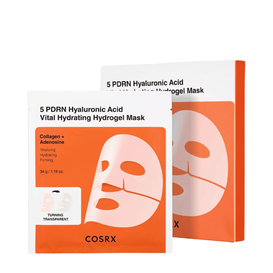 COSRX 5 PDRN Hyaluronic Acid Vital Hydrating Hydrogel Mask 34 g with collagen and adenosine for moisturizing and firming skincare