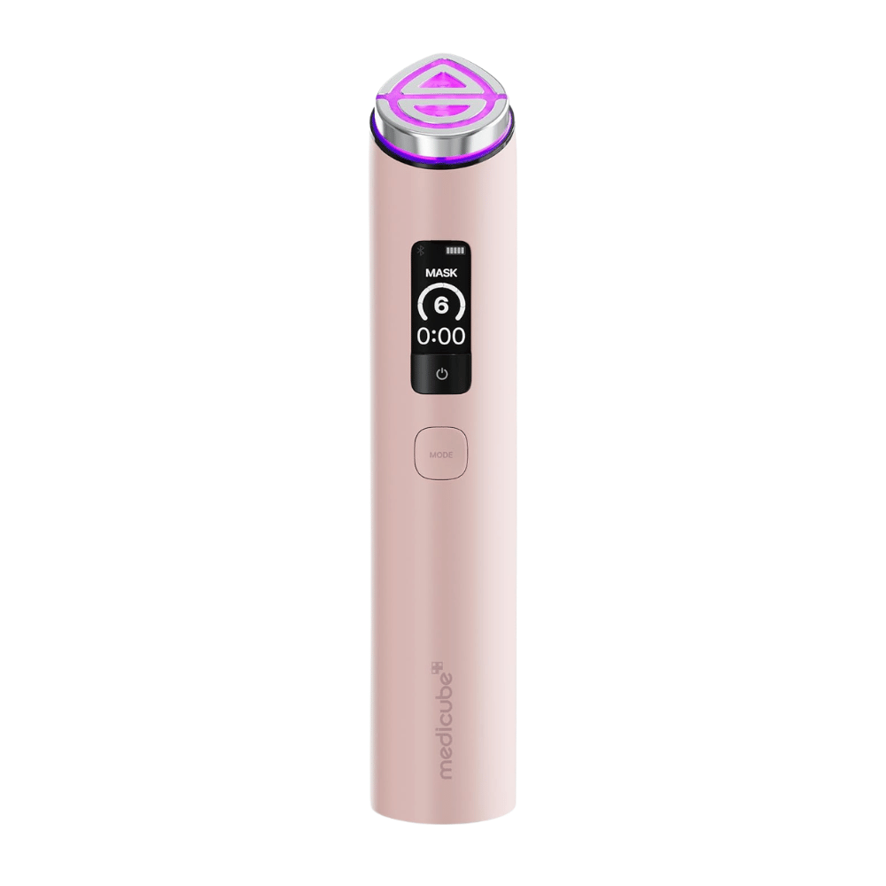 medicube AGE-R Booster Pro X2 Pink electric beauty device with Mask Mode for improved skincare absorption and radiance