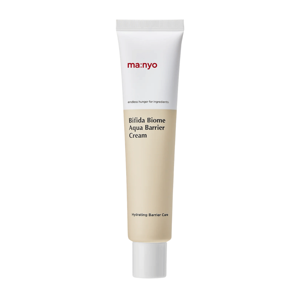 5. Ma:nyo Bifida Biome Aqua Barrier Cream – lightweight and moisturizing face cream that strengthens the skin barrier in a white and beige tube