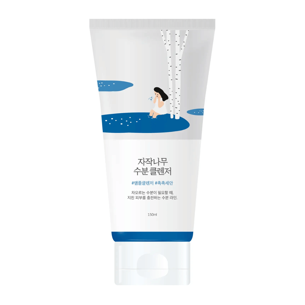ROUND LAB Birch Juice Moisturizing Cleanser 150 ml in a tube, mild and moisturizing facial cleanser with birch sap that gently cleanses without drying out the skin and suits all skin types, even sensitive skin.