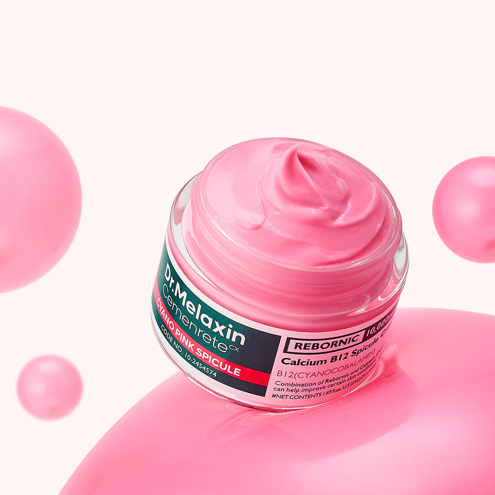 Dr. Melaxin Cemenrete Cyano Pink Spicule Cream with B12 and spicule technology that gives glow, improves skin texture, and strengthens the skin.