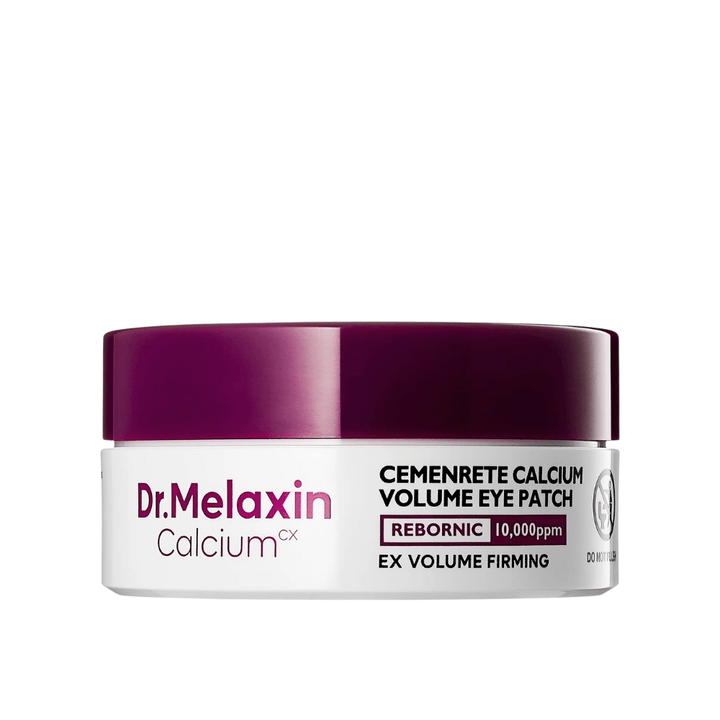 Dr. Melaxin Cemenrete Calcium Volume Eye Patch – volumizing hydrogel eye patches with calcium and Rebornic 10,000 ppm for firmer skin and reduced fine lines.