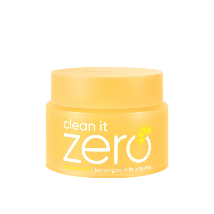 Banila Co Clean It Zero Cleansing Balm Brightening with Mandarin-C in a yellow jar, a cleansing balm that melts away makeup and gives clearer skin