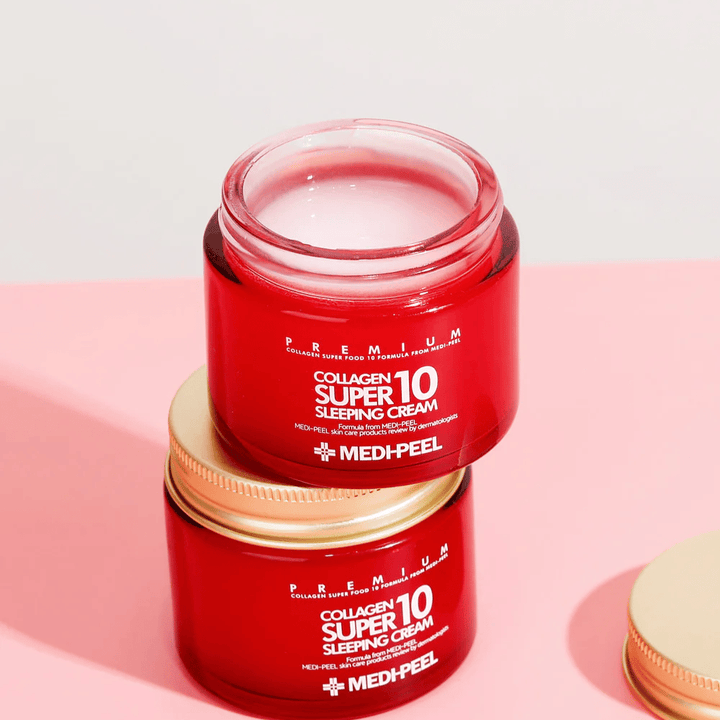 MEDI-PEEL Collagen Super 10 Sleeping Cream in premium packaging – Intensely hydrating sleeping cream with collagen for firmer and smoother skin.