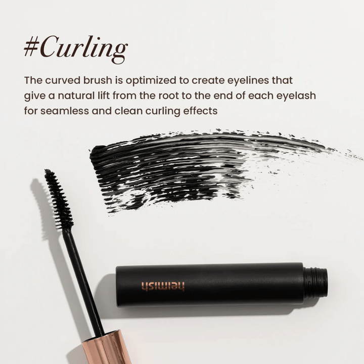 Heimish Dailism Smudge Stop Mascara Curling with a curved brush that lifts and shapes the lashes for a natural yet lasting curl result.