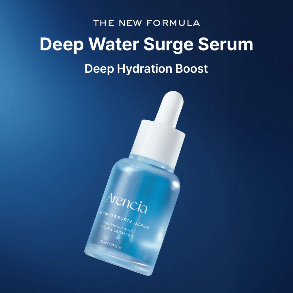 Arencia Deep Water Surge Serum – Korean hydrating serum with hyaluronic acid, PDRN and ceramides that provide deep hydration, soothe the skin, and strengthen the skin's barrier.