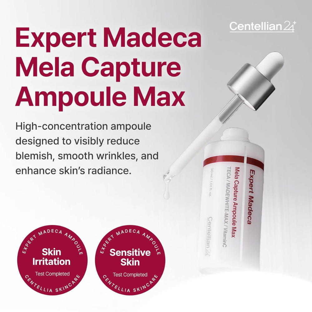 Centellian24 Expert Madeca Mela Capture Ampoule Max 30 ml – concentrated Korean ampoule for dark spots, fine lines, and improved radiance.