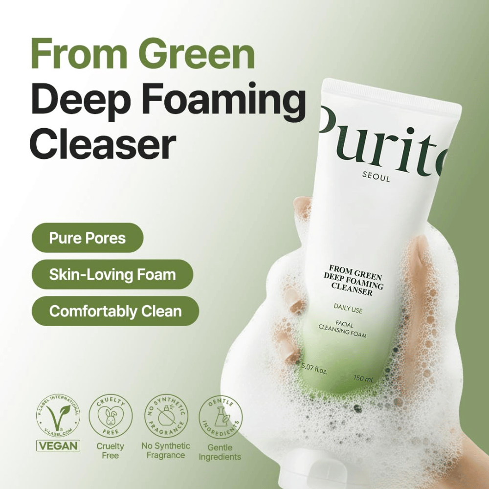 Purito Seoul From Green Deep Foaming Cleanser 150 ml – vegan and cruelty-free cleansing without synthetic fragrance