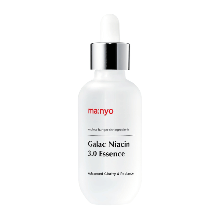Close-up of Ma:nyo Galac Niacin 3.0 Essence – advanced formula combining galactomyces and niacinamide for clearer, smoother, and healthier skin.