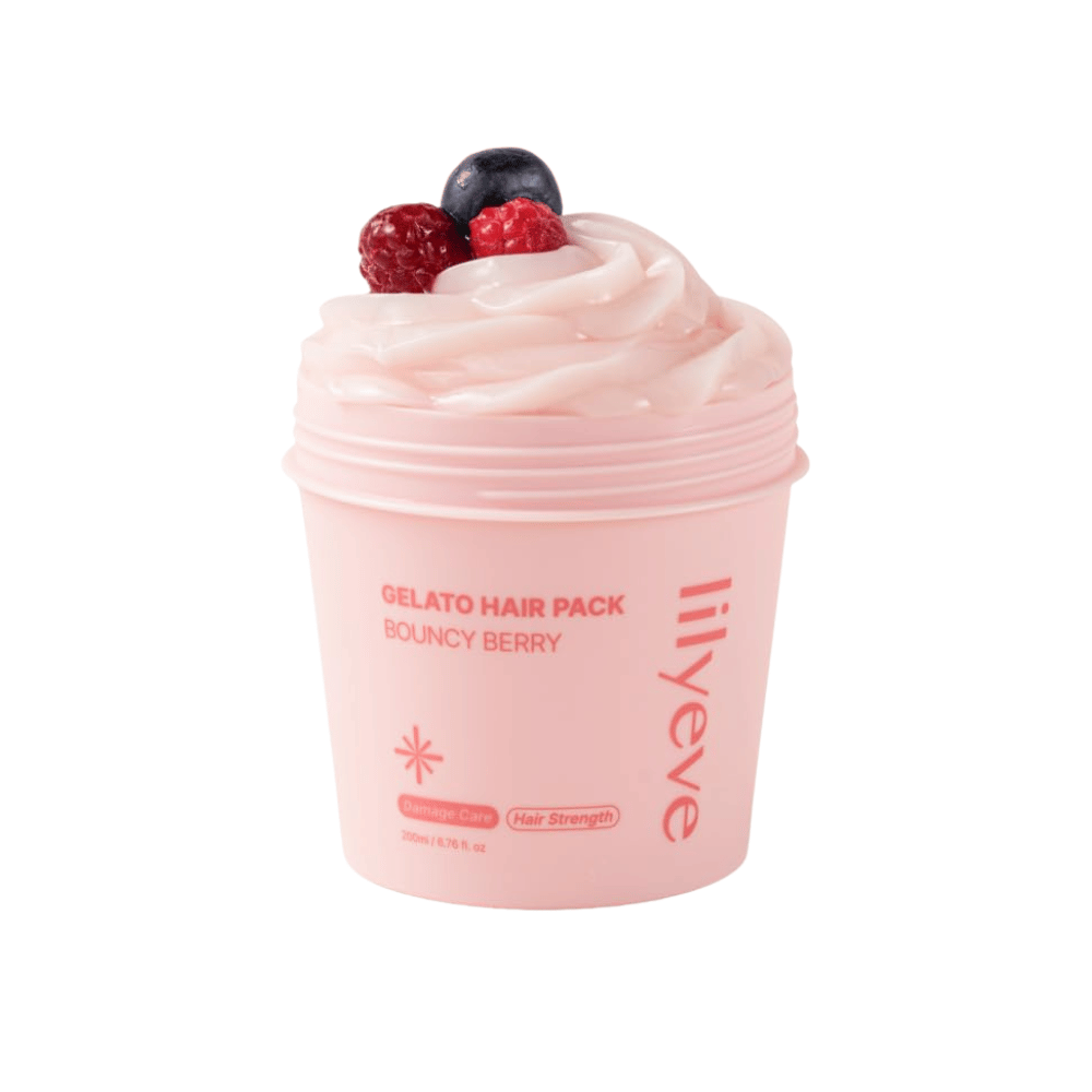 LILYEVE Gelato Hair Pack Bouncy Berry 200 ml – pink protein mask for damaged hair with a focus on strength and softness.