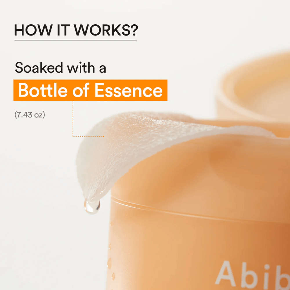 Close-up of hydrating toner pad soaked in essence from Abib Glutathiosome Dark Spot Pad Vita Touch.