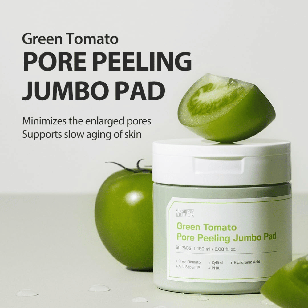 SUNGBOON EDITOR Green Tomato Pore Peeling Jumbo Pad – exfoliating pads for pores and a more even skin texture