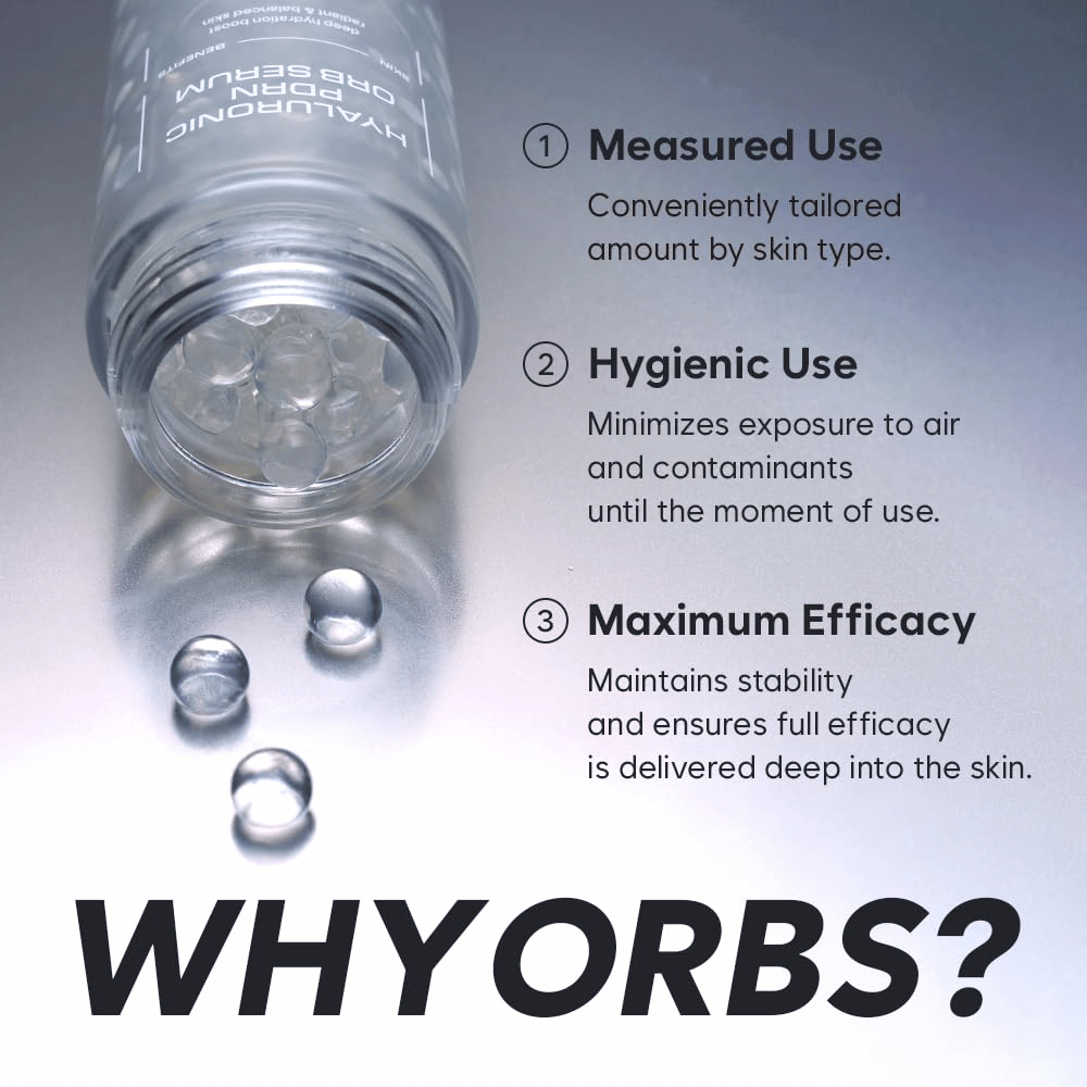 Informational image explaining the benefits of the serum capsules. The focus is on precise dosing, hygienic use, and maintained stability for maximum effect during application.