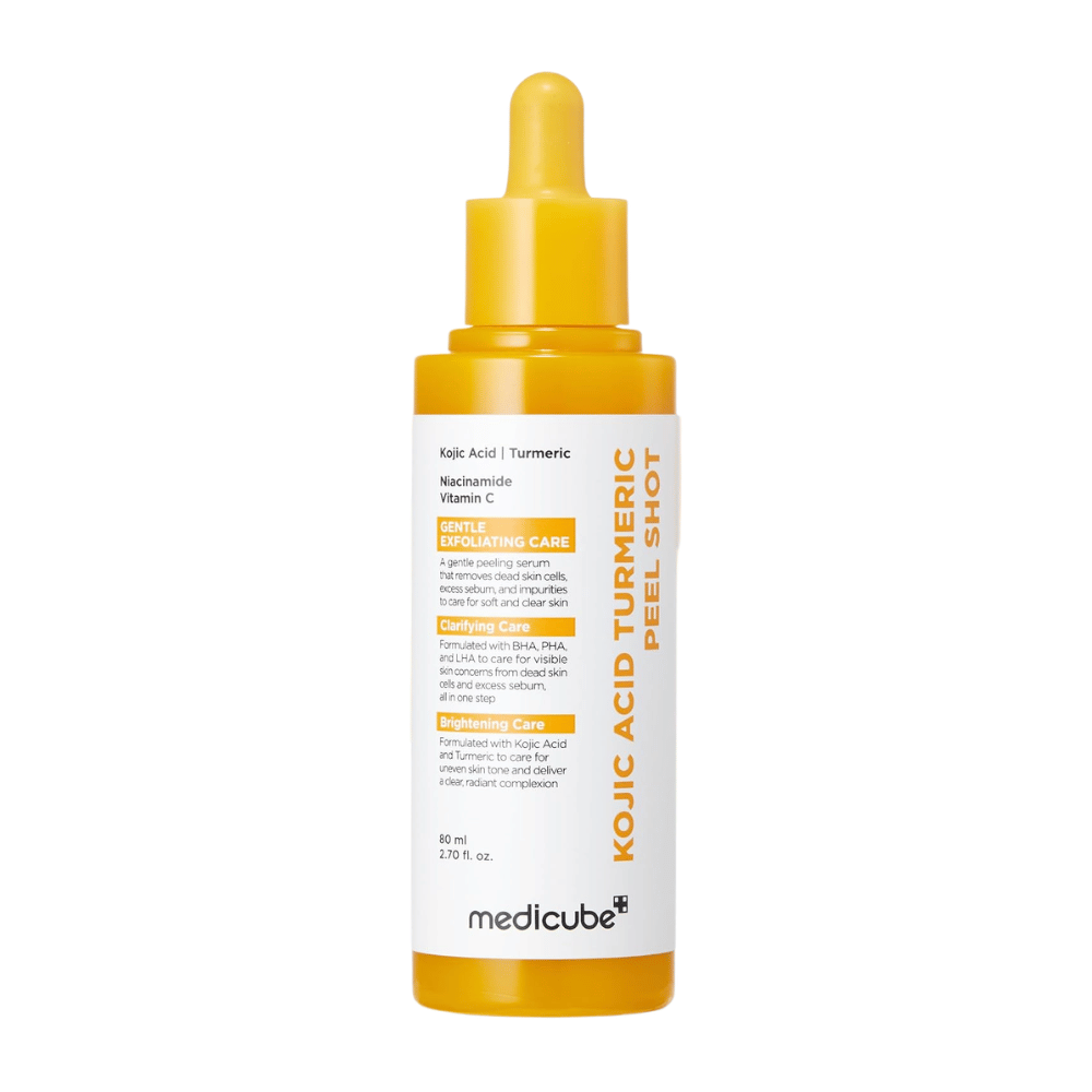 Medicube Kojic Acid Turmeric Peel Shot 80 ml – exfoliating exfoliator with kojic acid, turmeric, niacinamide, and vitamin C.