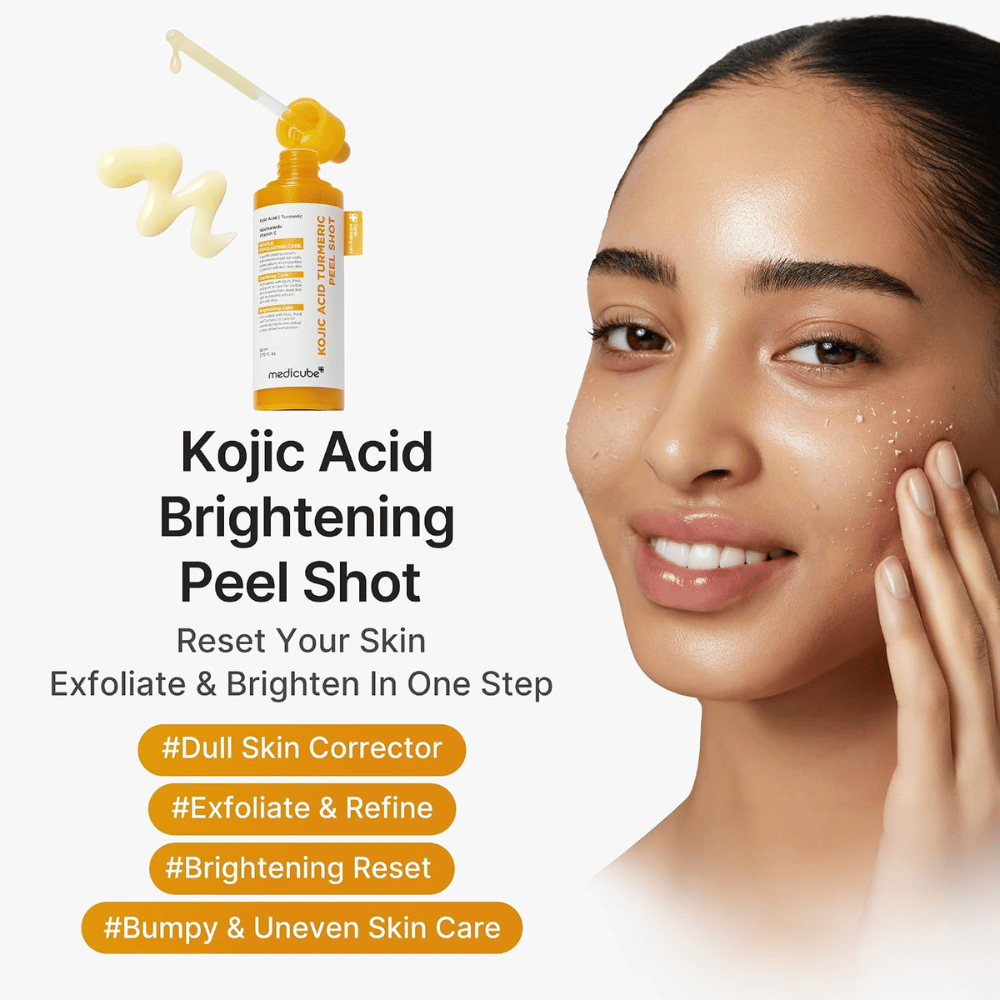 Medicube Kojic Acid Turmeric Peel Shot – Korean exfoliator for dull and uneven skin that exfoliates and gives the skin more radiance.