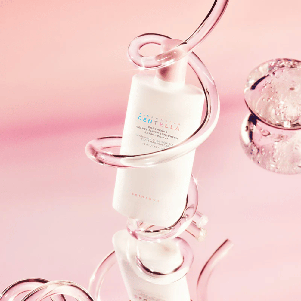 SKIN1004 Madagascar Centella Poremizing Velvet Finish Sunscreen SPF 50+ PA++++ with a velvety finish that protects the skin against UVA and UVB rays while helping minimize the appearance of pores.