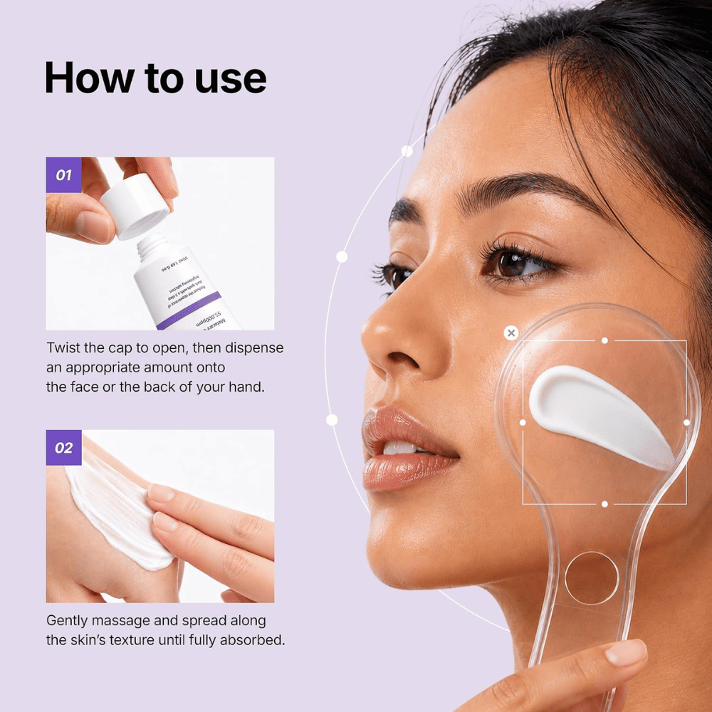 1. Genabelle Melacare Intensive Cream – application of face cream for a more even skin tone and reduced visibility of dark spots
