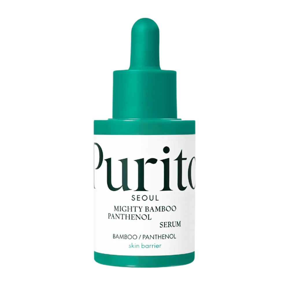 Purito Mighty Bamboo Panthenol Serum – minimalist green bottle with nurturing serum for sensitive and dry skin.