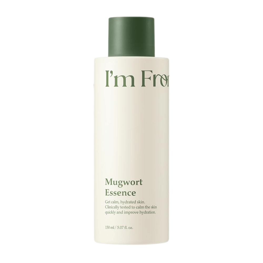 I'm From Mugwort Essence 160 ml with mugwort extract that soothes sensitive skin, intensely hydrates, and strengthens the skin’s natural barrier.