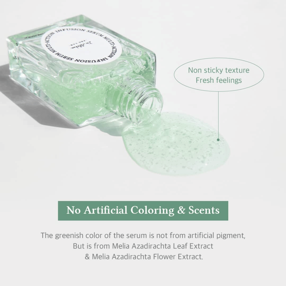 Dr. Althea Multi Action Infusion Serum with a light, fresh texture without sticky feeling, enriched with natural ingredients and free from perfume.