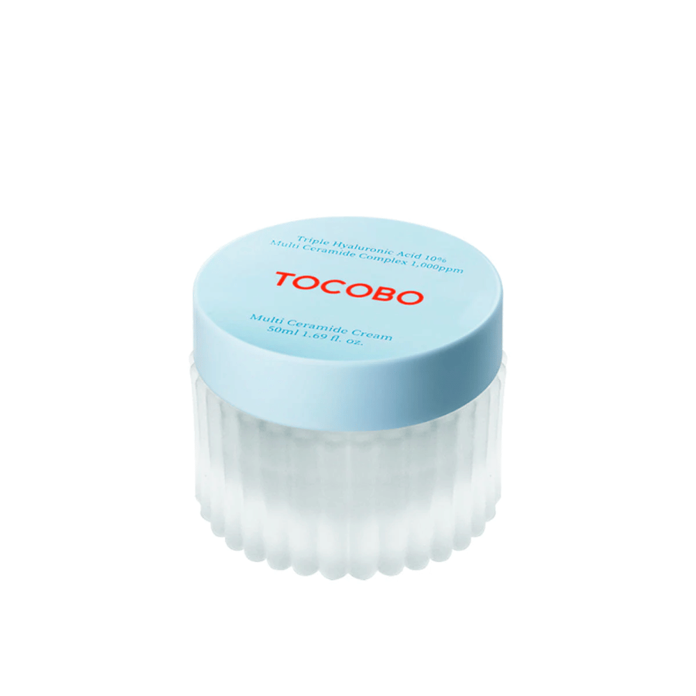 The image shows TOCOBO Multi Ceramide Cream, a skin cream designed to nourish and moisturize the skin.