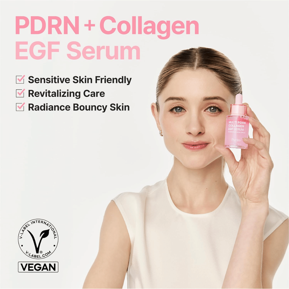 Purito Multi PDRN Collagen EGF Serum – vegan serum for sensitive skin, radiance and firmness.