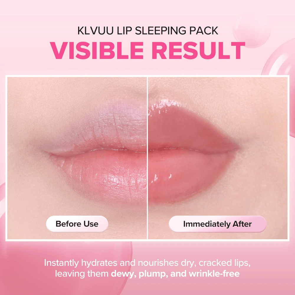 KLAVUU Nourishing Care Lip Sleeping Pack Coconut moisturizes dry lips, improves softness, and gives a fuller, glossy result.