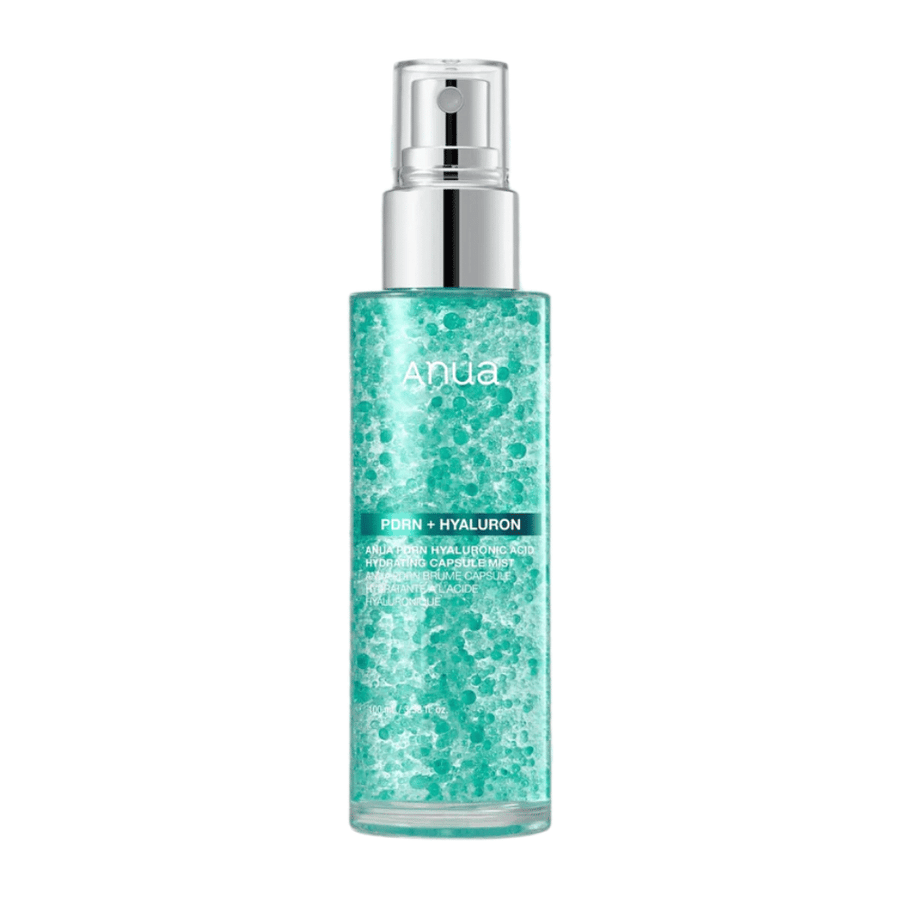 Clean product image of the bottle against a white background, where the green capsules in the liquid are clearly visible.