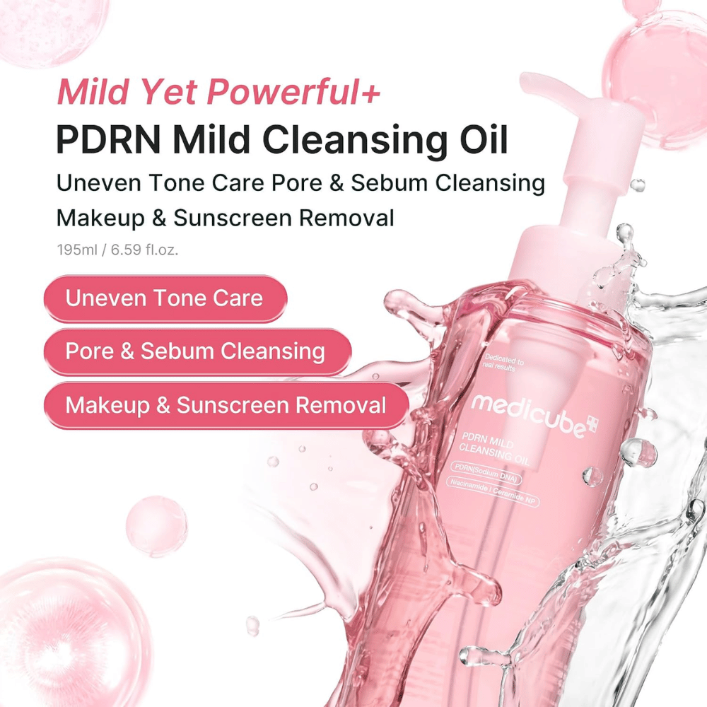 4. Medicube PDRN Mild Cleansing Oil – removes makeup, sunscreen, excess sebum, and impurities