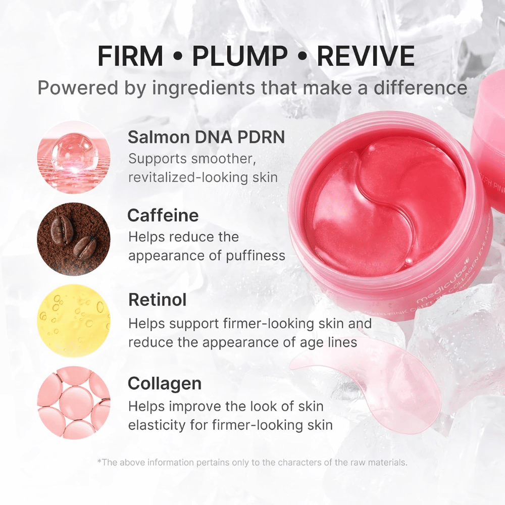 3. Medicube PDRN Pink Caffeine Collagen Eye Patch – with PDRN, caffeine, retinol and collagen for firmer skin and reduced puffiness