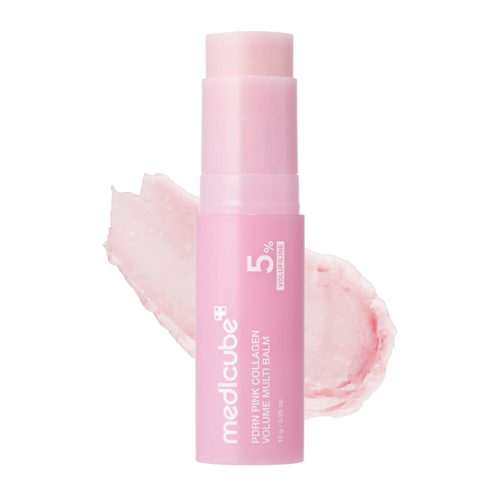 1. Medicube PDRN Pink Collagen Volume Multi Balm 10 g – pink balm stick with PDRN and collagen, with a creamy texture against a white background