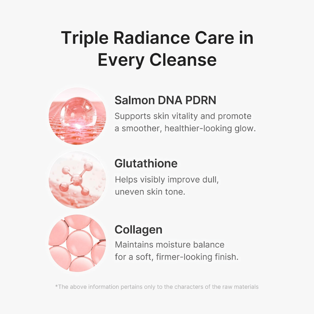 Medicube PDRN Pink Glutathione Capsule Cleansing Foam with PDRN, glutathione, and collagen for clean, moisturized skin with radiance