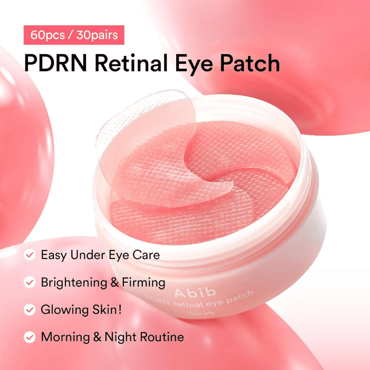 Abib PDRN Retinal Eye Patch Glow Jelly 60 patches for hydration, firming, and radiance – perfect for morning and evening routine.