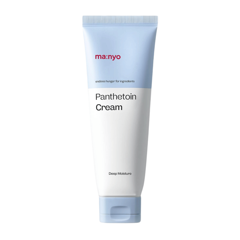 4. Ma:nyo Panthetoin Cream – moisturizing face cream in a white and light blue tube with the text Deep Moisture on a white background