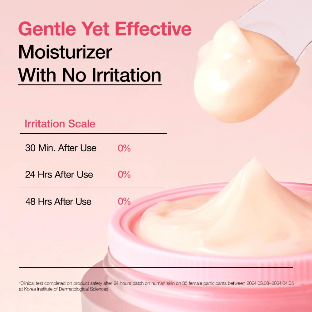 Anua Peach 77% Niacin Enriched Cream – clinically tested moisturizer that provides 0% irritation and effectively soothes the skin.