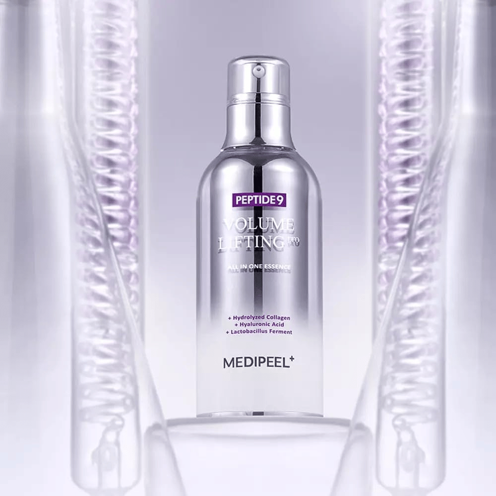 Medi-Peel Peptide 9 Volume Lifting Essence skincare – Korean essence with peptides and collagen that helps to reduce fine lines and strengthen the skin barrier.