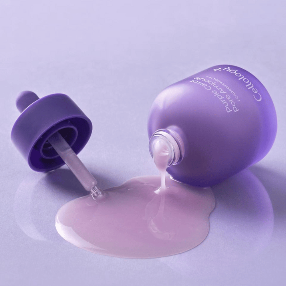 Cellology Purple Carrot Pore Ampoule with dropper and creamy serum texture for the care of visible pores.