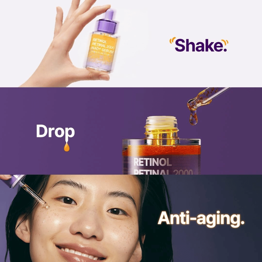 PURITO SEOUL Retinol Retinal 2000 NAD+ Serum – anti-aging serum with retinol and retinal that is applied with a dropper for firmer and more even skin.