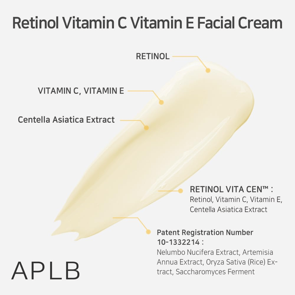 APLB Retinol Vitamin C Vitamin E Facial Cream with retinol, vitamin C, vitamin E, and centella