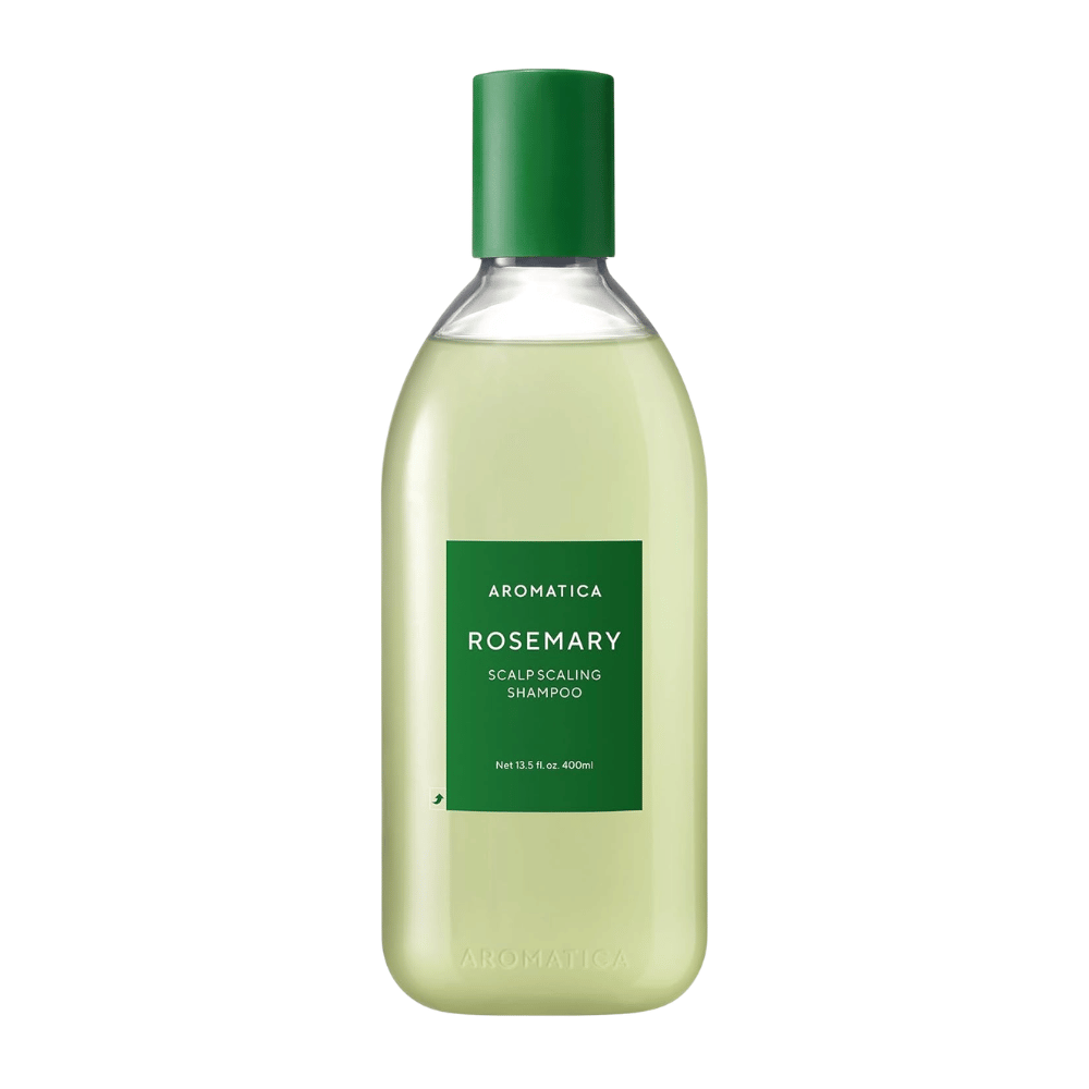 AROMATICA Rosemary Scalp Scaling Shampoo 400 ml – vegan shampoo with rosemary and salicylic acid that cleanses the scalp, removes buildup, and strengthens the hair.