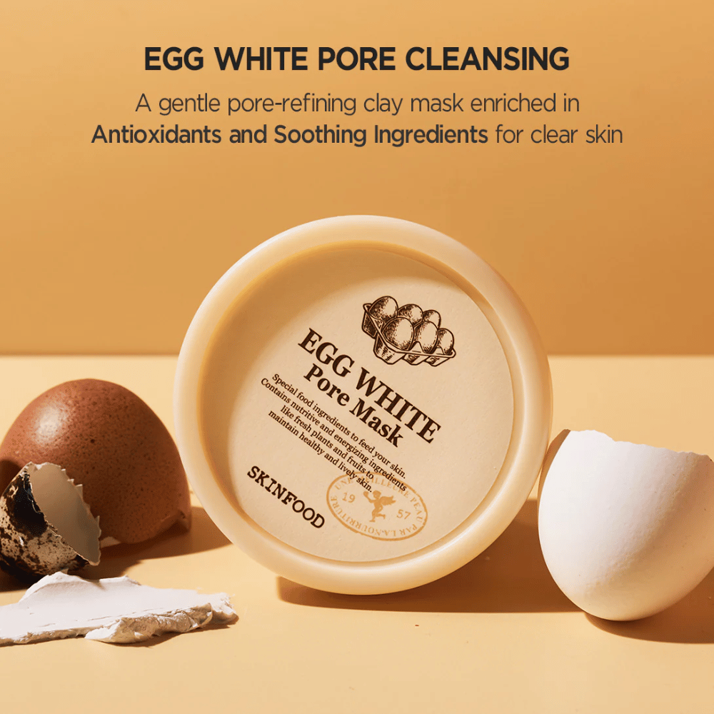 SKINFOOD's Egg White Pore Mask 120g is ideal for skin improvement.
