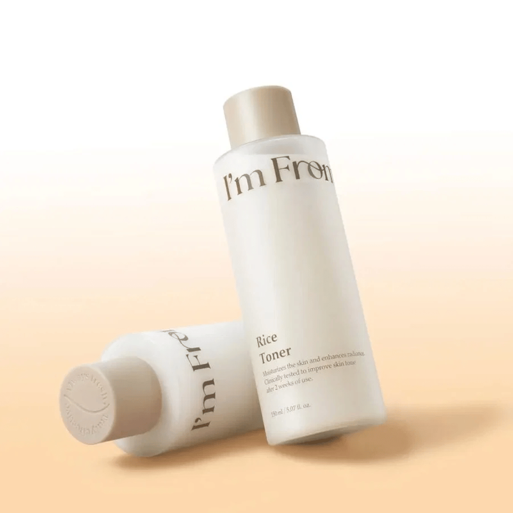 Two bottles of I'm From Rice Toner with 77.78% rice extract for hydrated and radiant skin