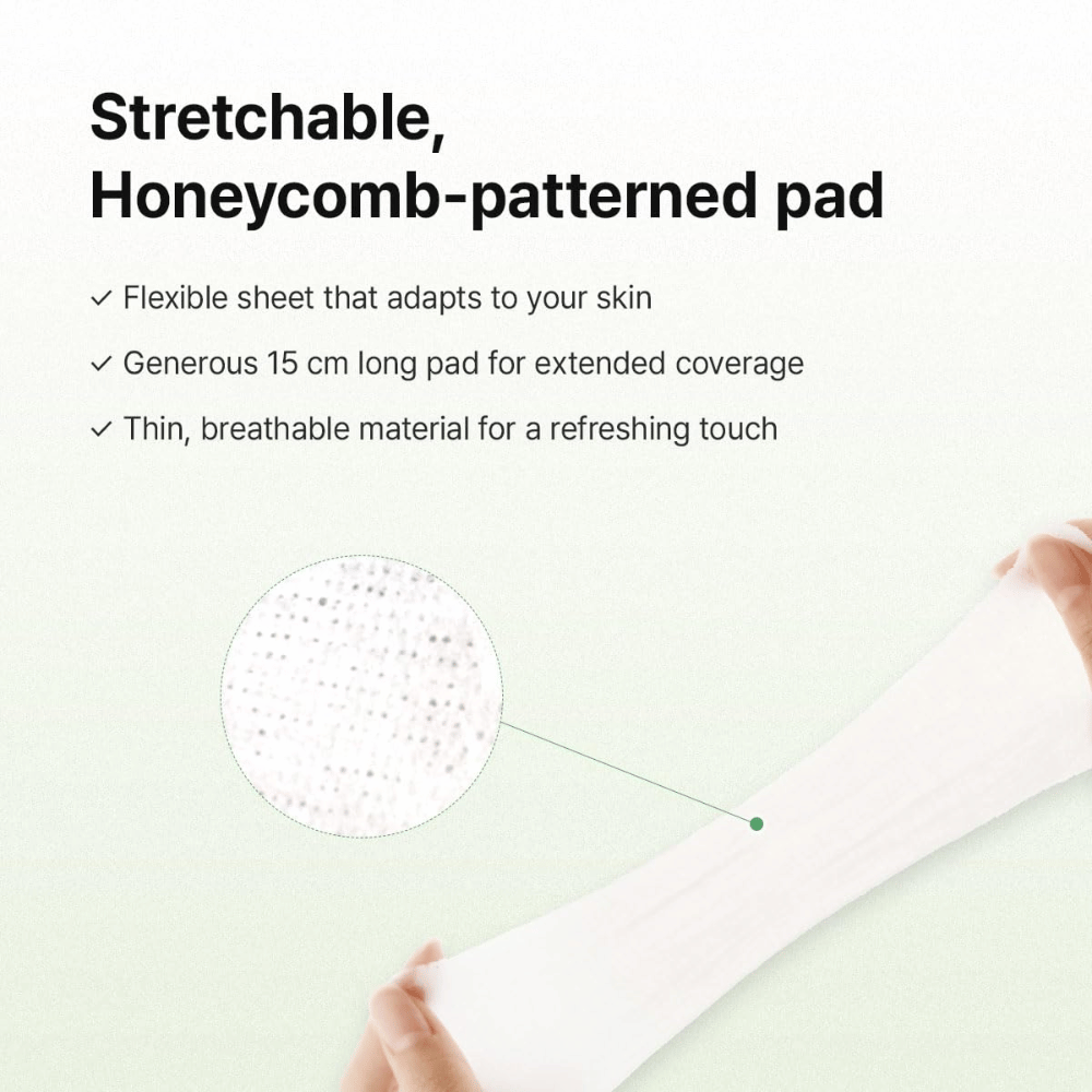 Image – material / function (stretch + structure)
Dr. Althea Stretchfit Calming Pad with a stretchable honeycomb structure that adapts to the skin for maximum coverage and comfort.