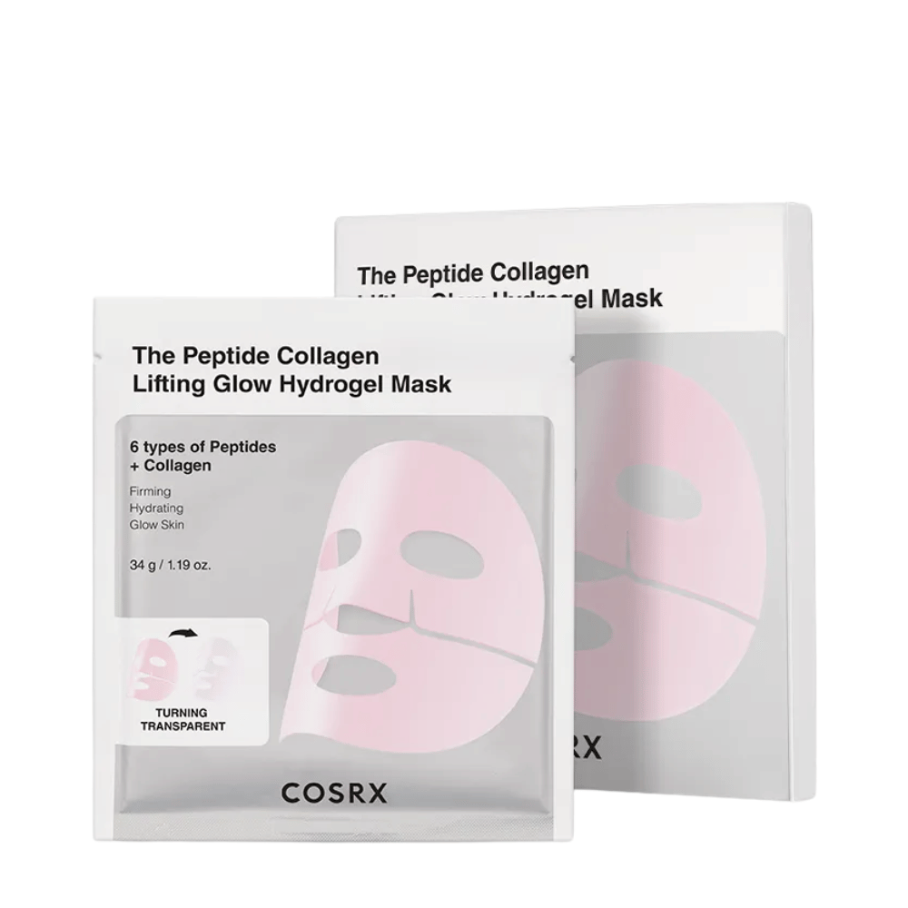 Product image of COSRX Peptide Collagen Lifting Glow Hydrogel Mask – firming and moisturizing face mask with peptides and collagen.