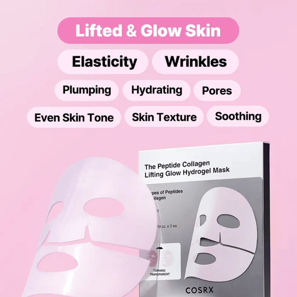 COSRX Peptide Collagen Mask – improves elasticity, hydration, skin tone, and texture for smooth and glowing skin.