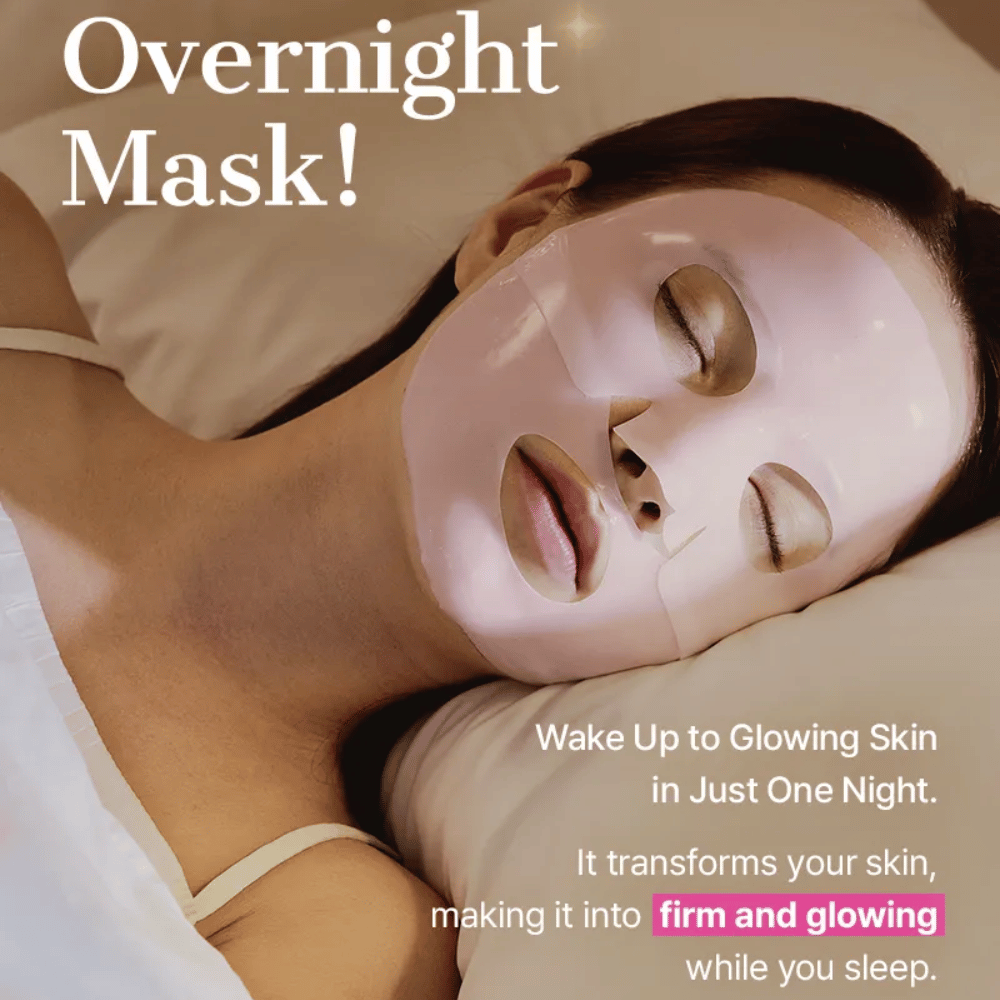 COSRX Peptide Collagen Hydrogel Mask used as a night mask – moisturizes, firms, and adds glow overnight.