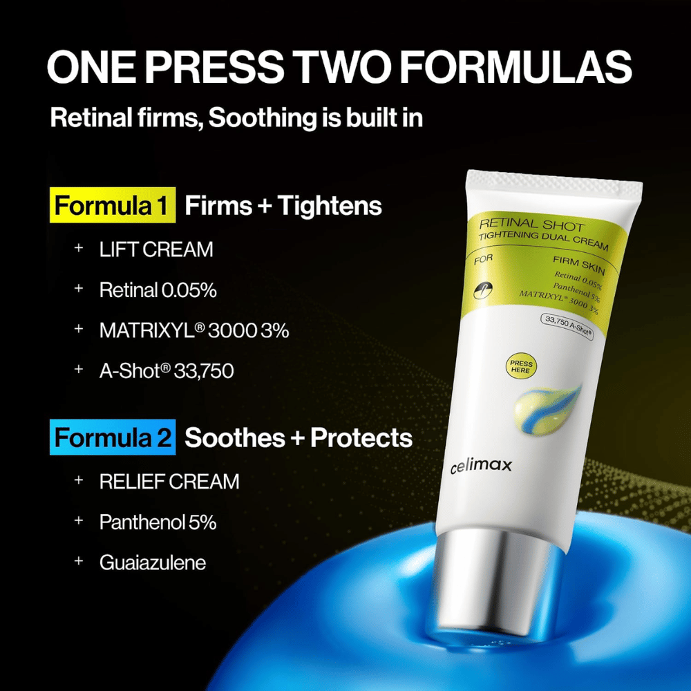 Celimax The Vita-A Retinal Shot Tightening Dual Cream – double formula for firming, moisturizing, and soothing skincare