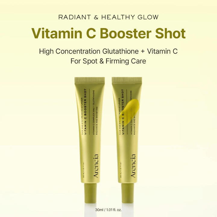 Arencia Vitamin C Booster Shot radiant glow – vitamin C serum with glutathione that provides radiance, a more even skin tone, and firmer skin