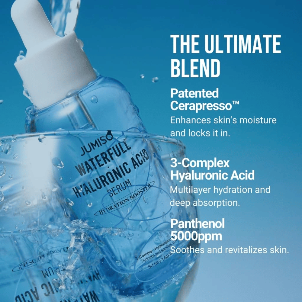 Jumiso Waterfull Hyaluronic Acid Serum with 3-Complex Hyaluronic Acid and Panthenol 5000ppm – moisturizing serum that strengthens the skin barrier and provides deep hydration