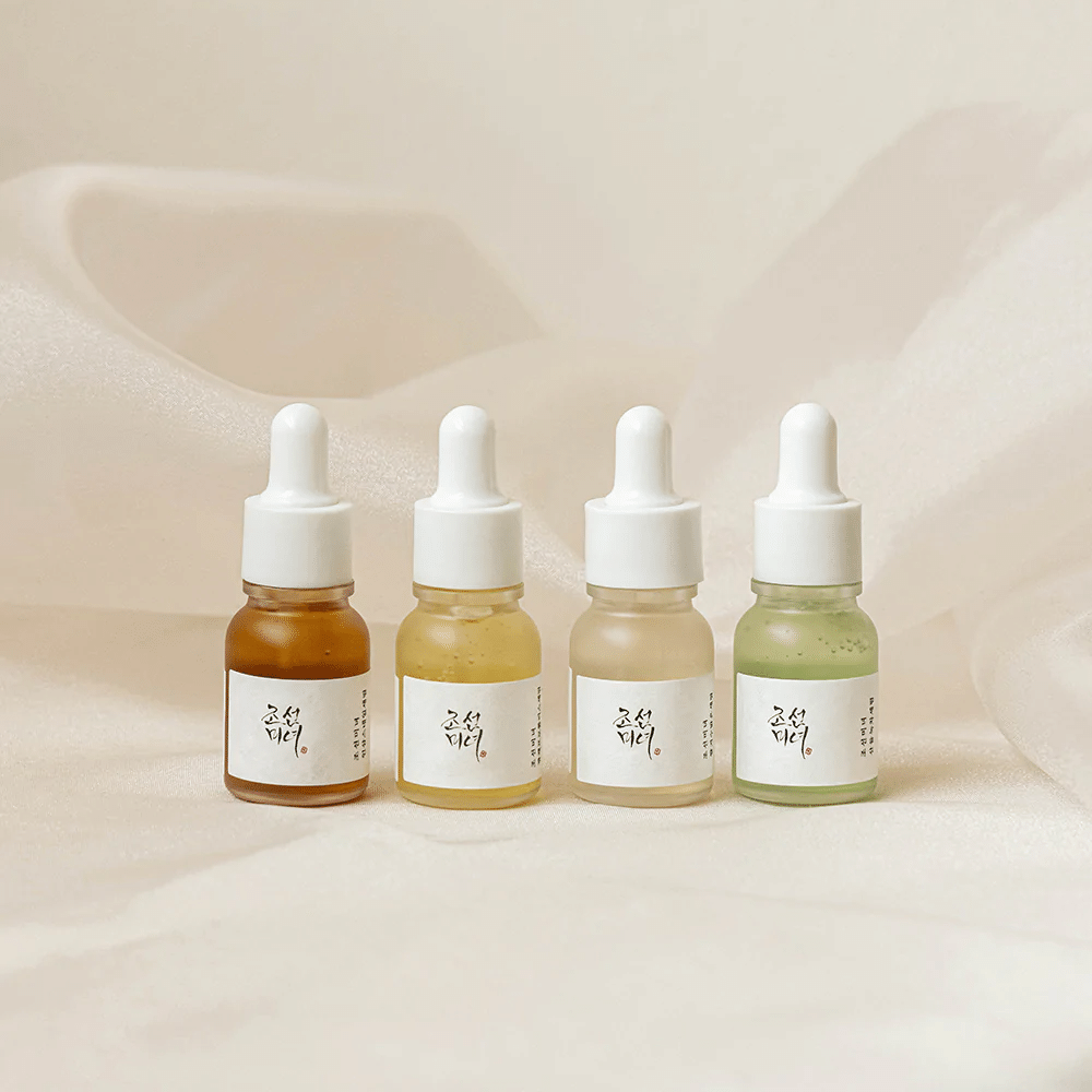 Four bottles Beauty of Joseon Hanbang Serum Discovery Kit 4 pcs on a white background.